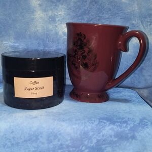 Maroon Mug and Coffee Sugar Scrub Set